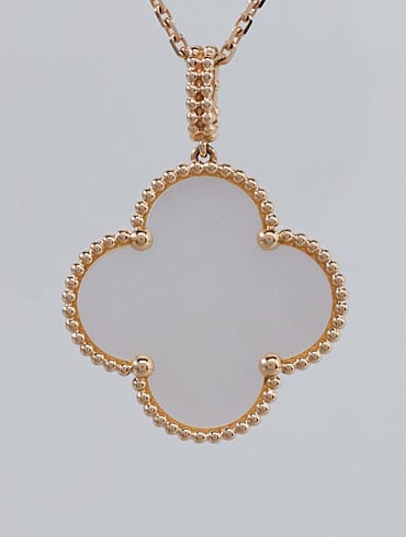 Magic Alhambra long necklace, 1 motif 18K yellow gold, Mother-of-pearl -  Van Cleef & Arpels