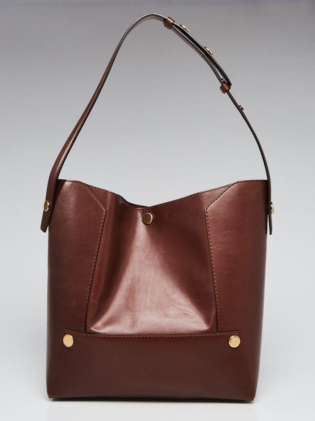 Stella McCartney Brown Faux Leather Popper Small Tote Bag