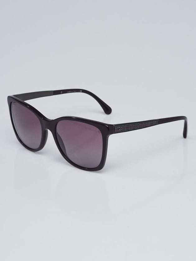 Chanel Burgundy Acetate and Tweed Sunglasses-5348