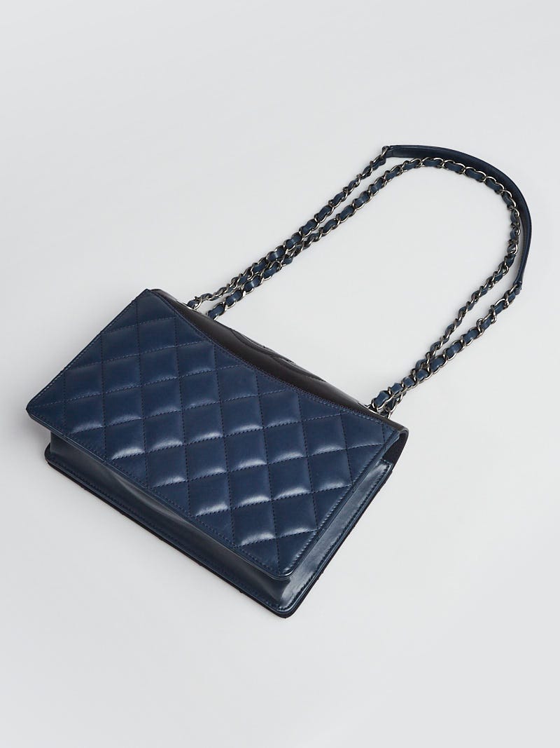 Chanel Blue/Black Quilted Calfskin Leather and Grosgrain Ballerina