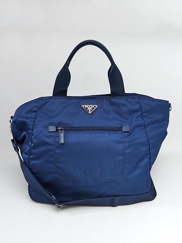 Prada Royal Blue Tessuto Nylon Shopping Tote Bag BR4376