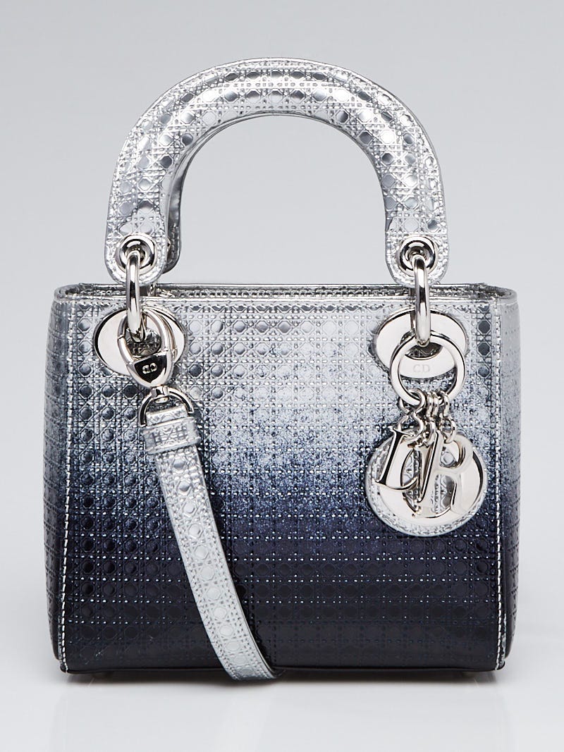 Dior Lady Mini Bag Gray Patent Cannage Calfskin  Nice Bag