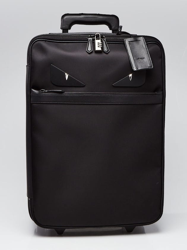 Fendi Black Nylon and Leather Monster Eyes Trolley Suitcase 7VV066