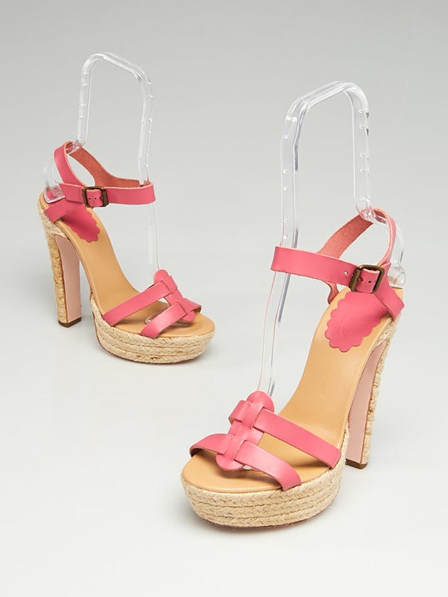 Valentino Pink Leather Open-Toe Platform Sandals Size 8.5/39