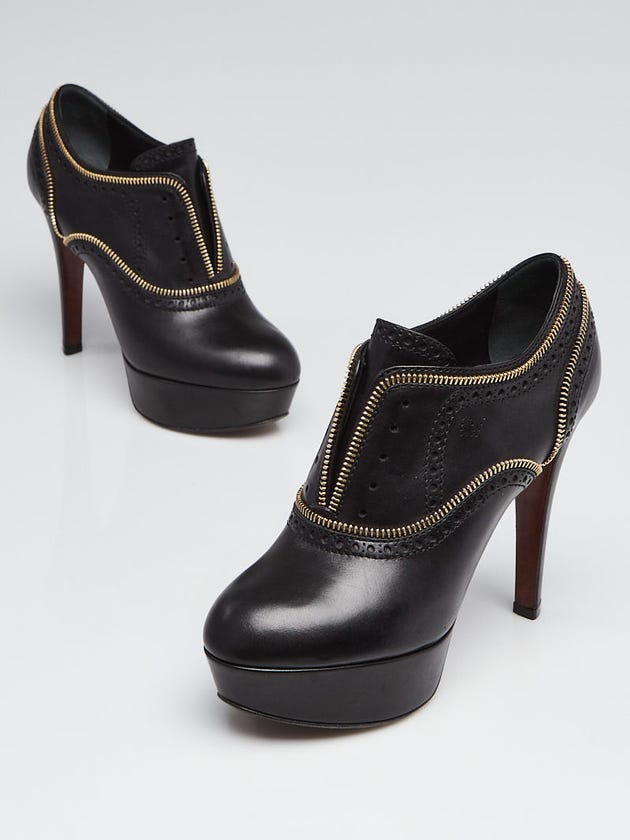 Louis Vuitton Black Brogue Leather Tomboy Platform Ankle Booties Size 7/37.5