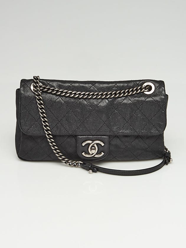 Chanel Black Quilted Glazed Caviar Leather Chain Crossbody Bag