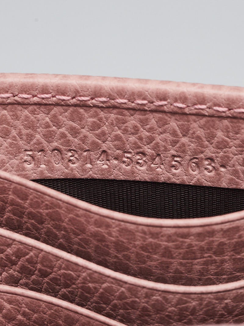 Gucci Pink Pebbled Leather Interlocking G Wallet on Chain
