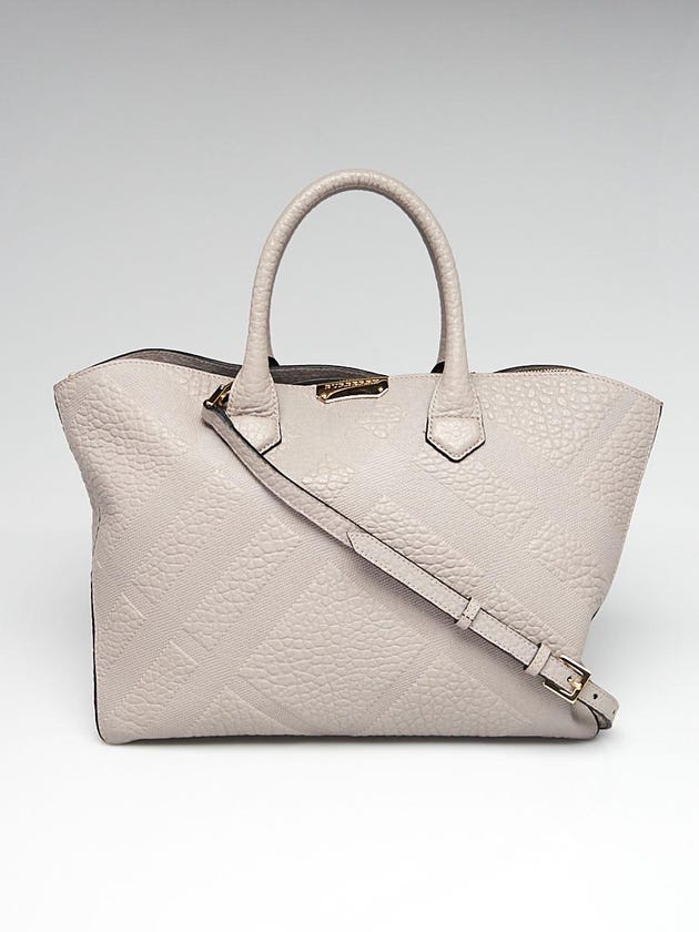 Burberry Grey Embossed Check Leather Dewsbury Tote Bag
