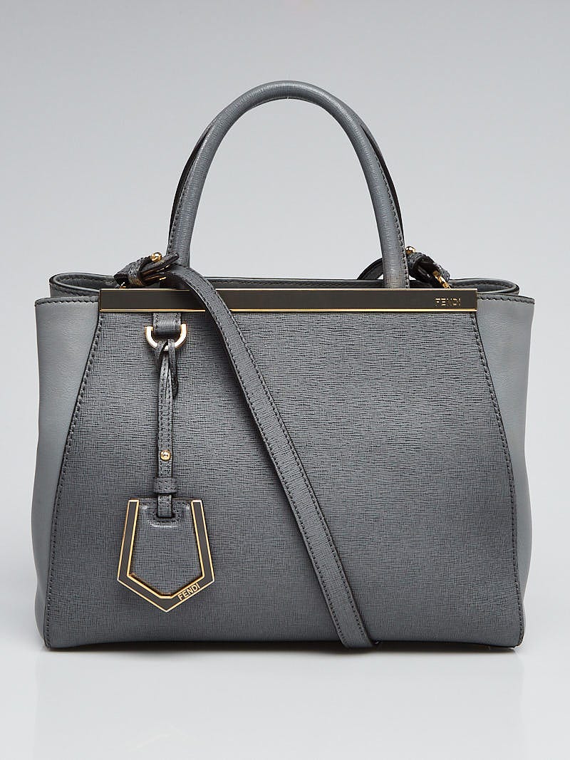 Fendi Grey Saffiano Leather Petite Sac 2jours Elite Tote Bag ...