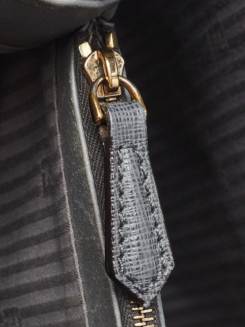 Fendi Grey Saffiano Leather Petite Sac 2jours Elite Tote Bag