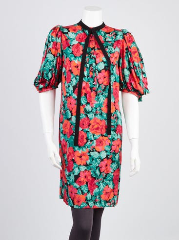 Gucci Red/Green Poppy/Snake Print Silk Dress Size 6/40| Yoogi's Closet Gucci Red/Green Poppy/Snake Print Silk Dress Size 6/40| Yoogi's Closet