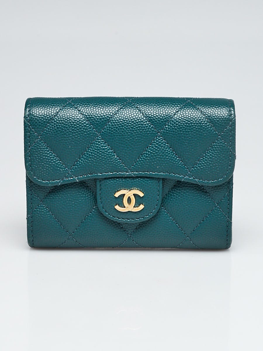 Chanel Blue Quilted Caviar Leather Flap Coin Purse with Chain