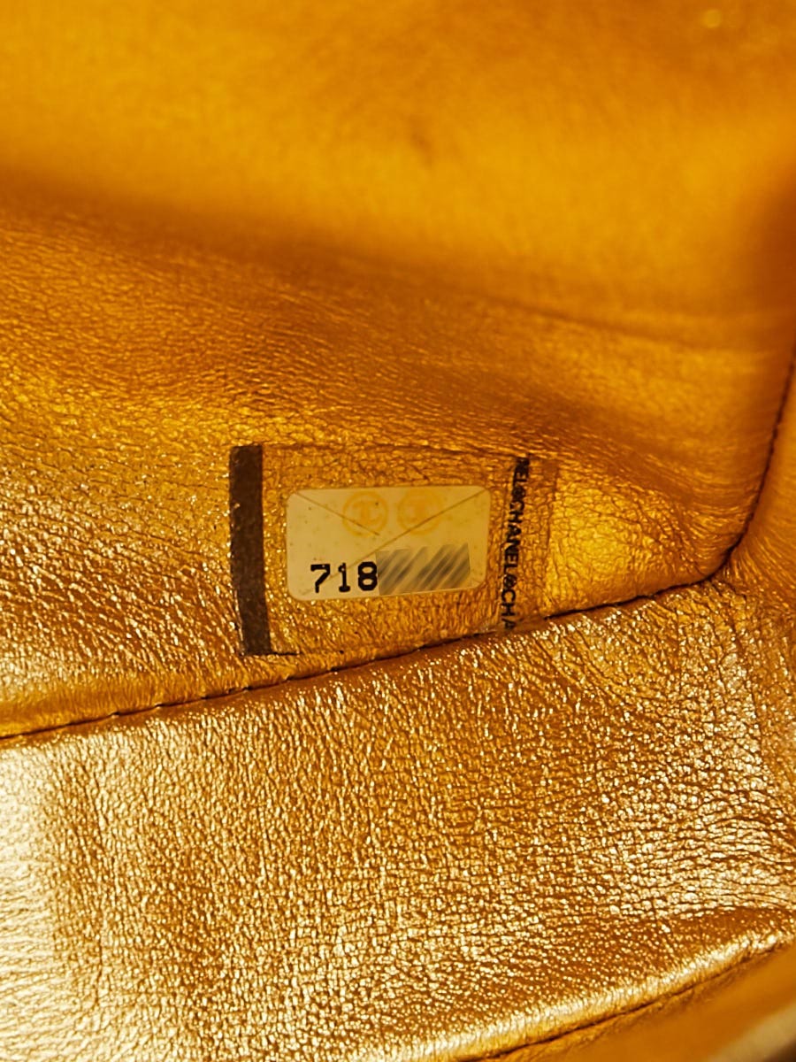 Classic handbag, Patent calfskin & gold-tone metal, yellow