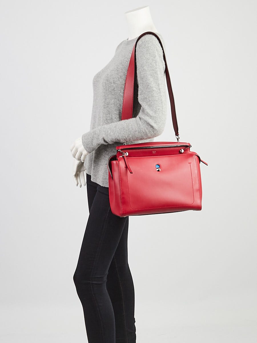 Fendi Red Smooth Calfskin Leather Dotcom Satchel Bag 8BN293