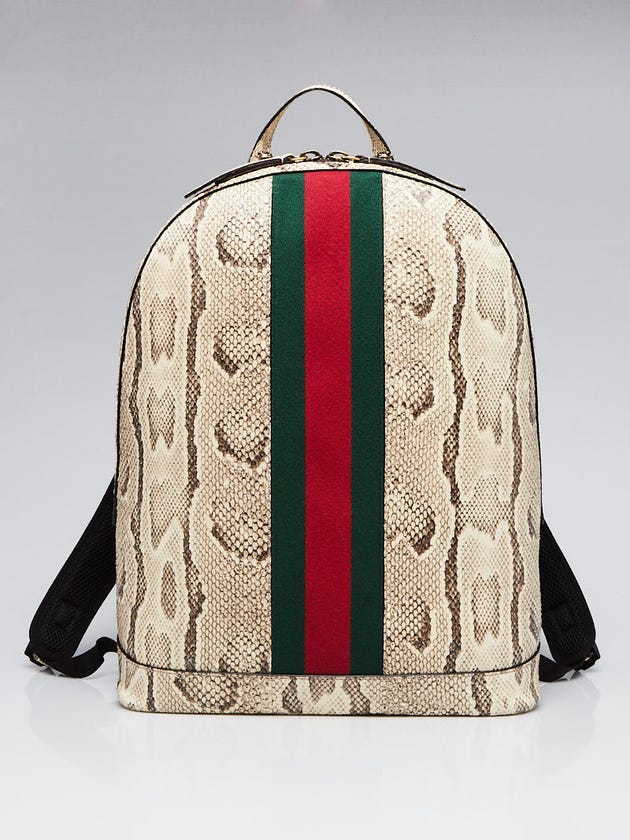 Gucci Python Backpack Gucci Off-White Python Animalier Vintage Web Backpack Bag | Yoogi's Closet