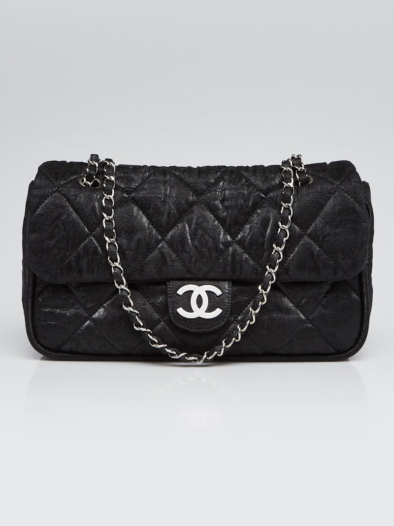 Chanel Black Quilted Crinkled Coated Canvas Le Marais Ligne Flap