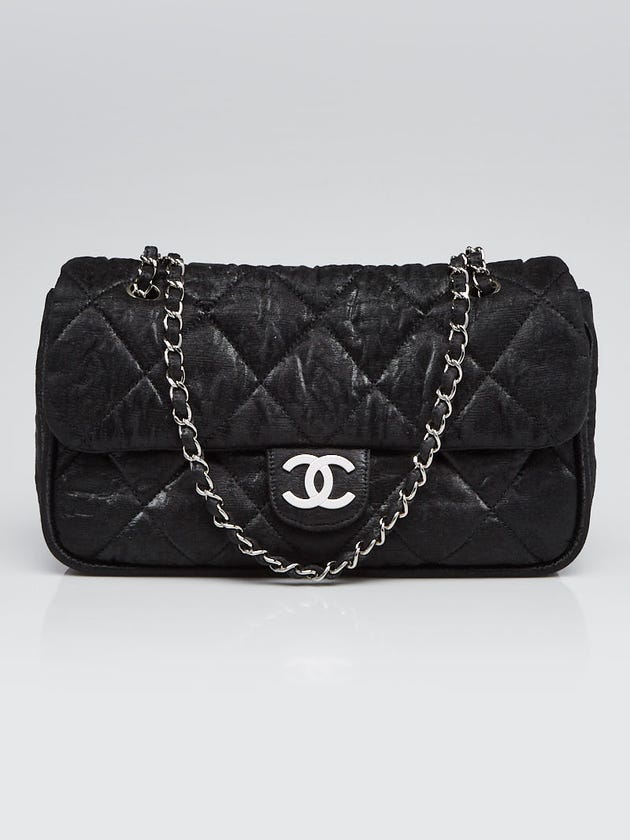 Chanel Black Quilted Crinkled Coated Canvas Le Marais Ligne Flap Bag