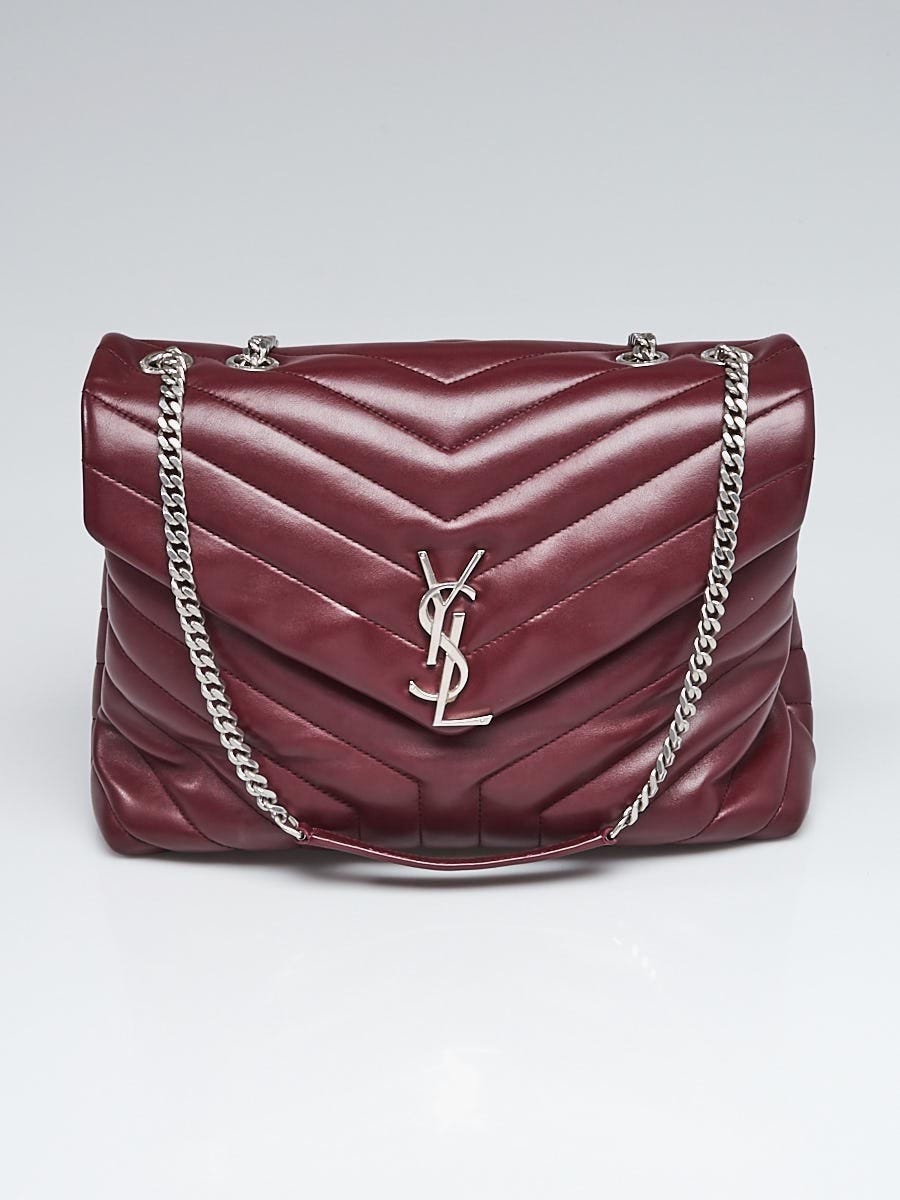 SAINT LAURENT Calfskin Y Quilted Monogram Small Loulou Chain