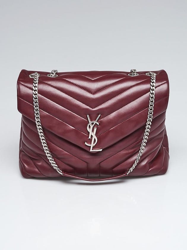 Yves Saint Laurent Dark Red 'Y' Quilted Leather Medium LouLou Bag