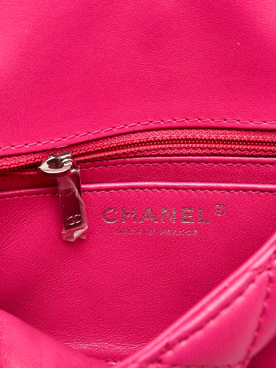 Chanel Pink Quilted Lambskin Leather Kiss-Lock Front Pocket