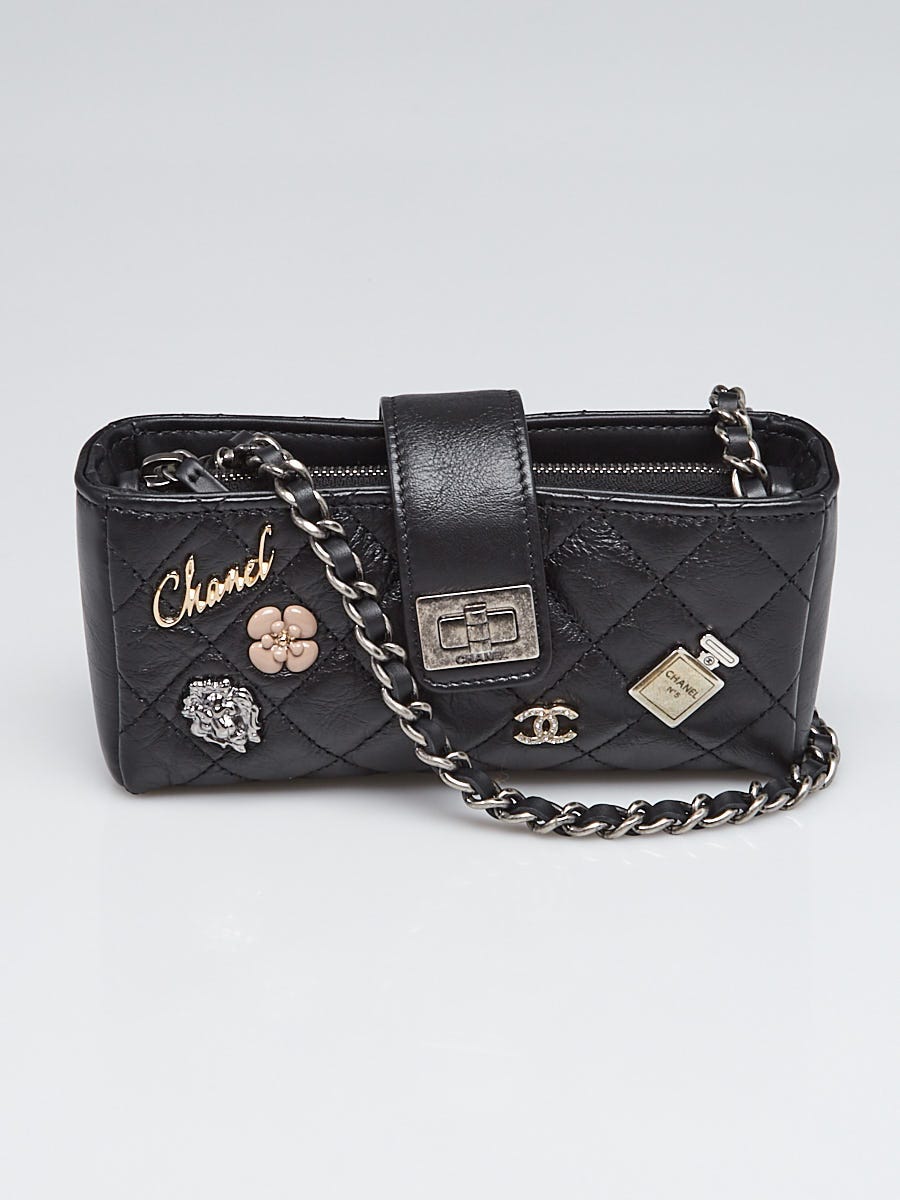 CHANEL Aged Calfskin Lucky Charms 2.55 Reissue Mini Clutch With Chain Black  1123287