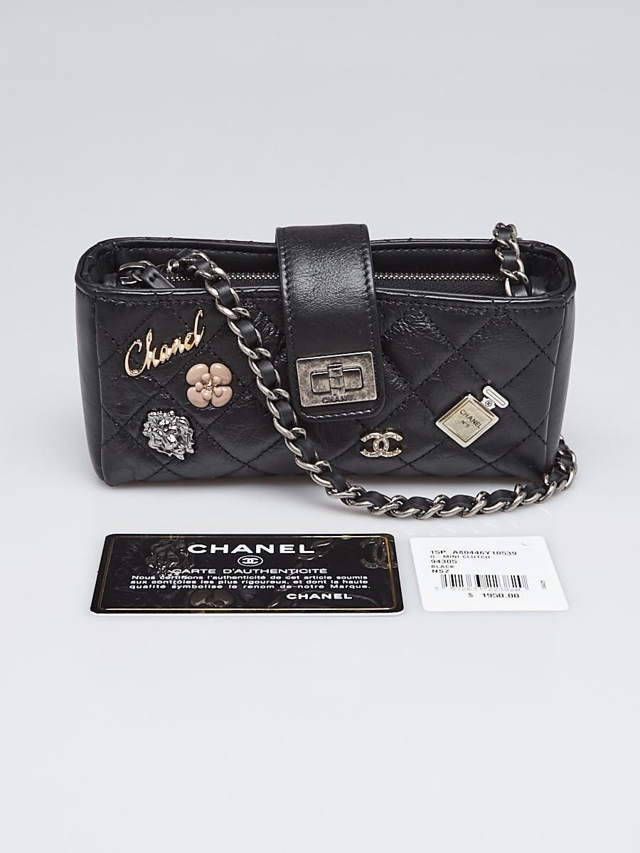Chanel Black Quilted Leather Reissue Lucky Charms Mini Phone Holder Clutch  Bag w/ Chain Strap - Yoogi's Closet