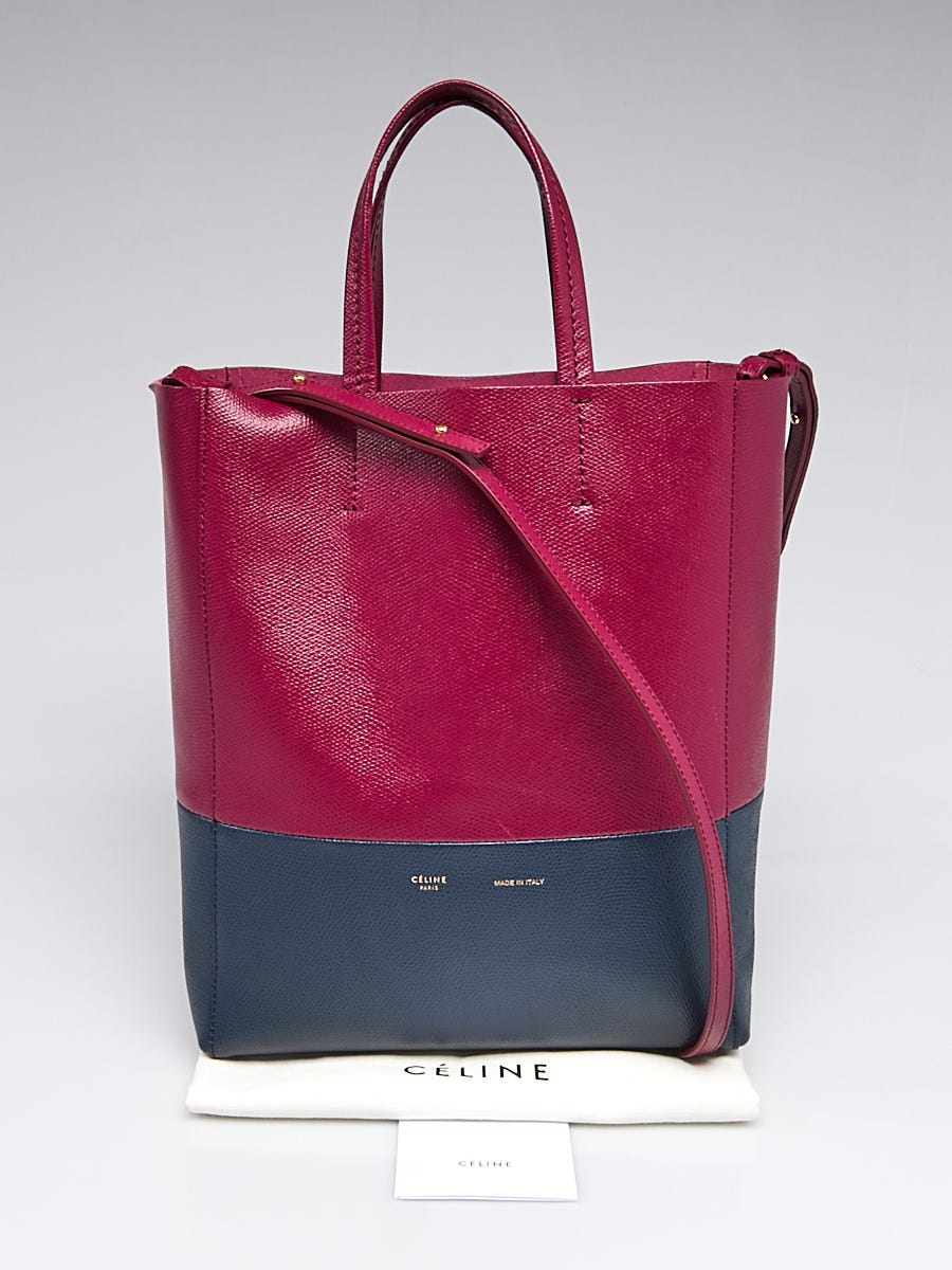 Celine Blue/Purple Grained Leather Vertical Small Cabas Tote  display picture 1
