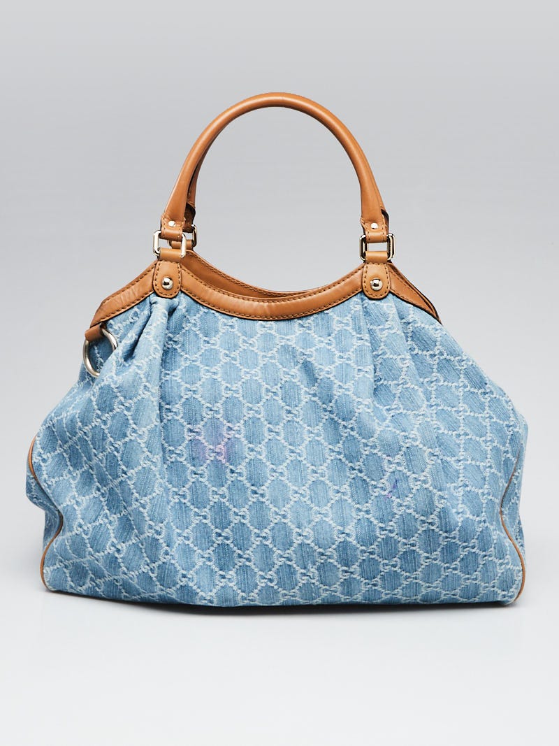 Gucci Blue Denim GG Denim Large Sukey Tote Bag | Yoogi's Closet