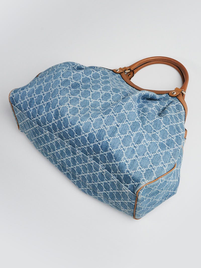 Gucci Blue Denim GG Denim Large Sukey Tote Bag | Yoogi's Closet