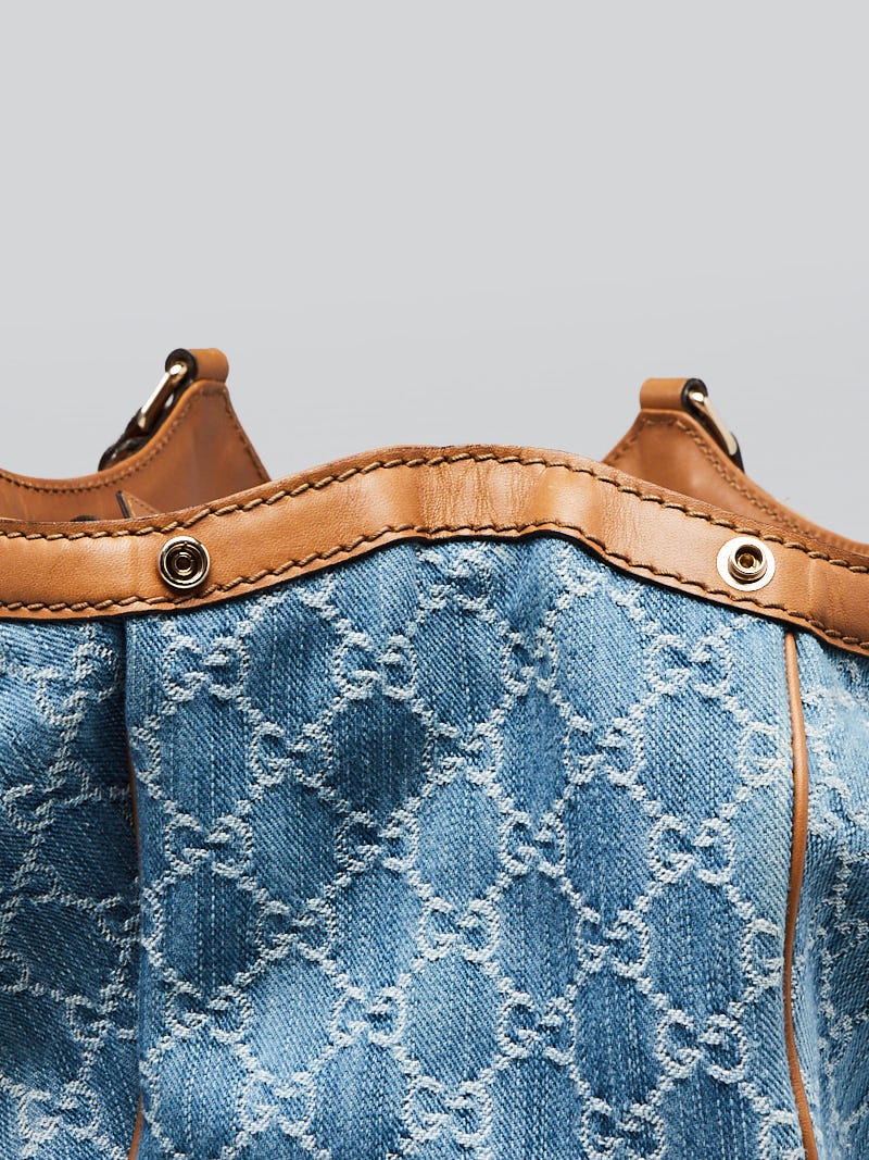 Gucci Blue Denim GG Denim Large Sukey Tote Bag | Yoogi's Closet
