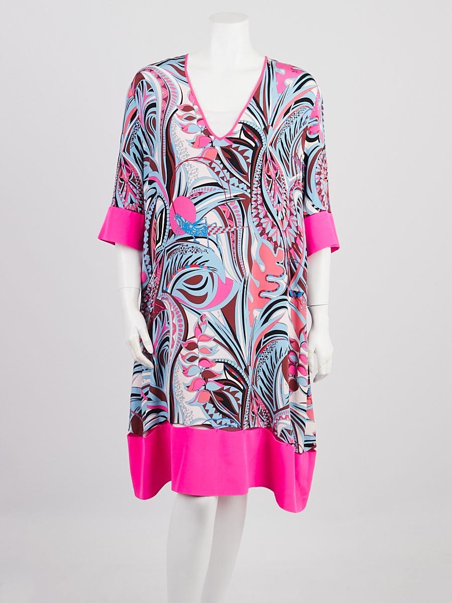 Emilio Pucci Multicolor Abstract Print Silk Blend Dress Size 14/48