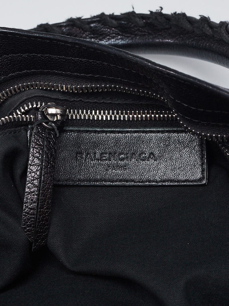Balenciaga Black Grained Chevre Leather Metallic Edge Motorcycle