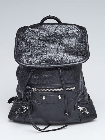 balenciaga traveller creased leather backpack Canvas Calfskin Silver Hardware S Traveler Black 1844227 FASHIONPHILE this backpack effortlessly complements a sophisticated wardrobe Balenciaga Black Lambskin Leather Baby