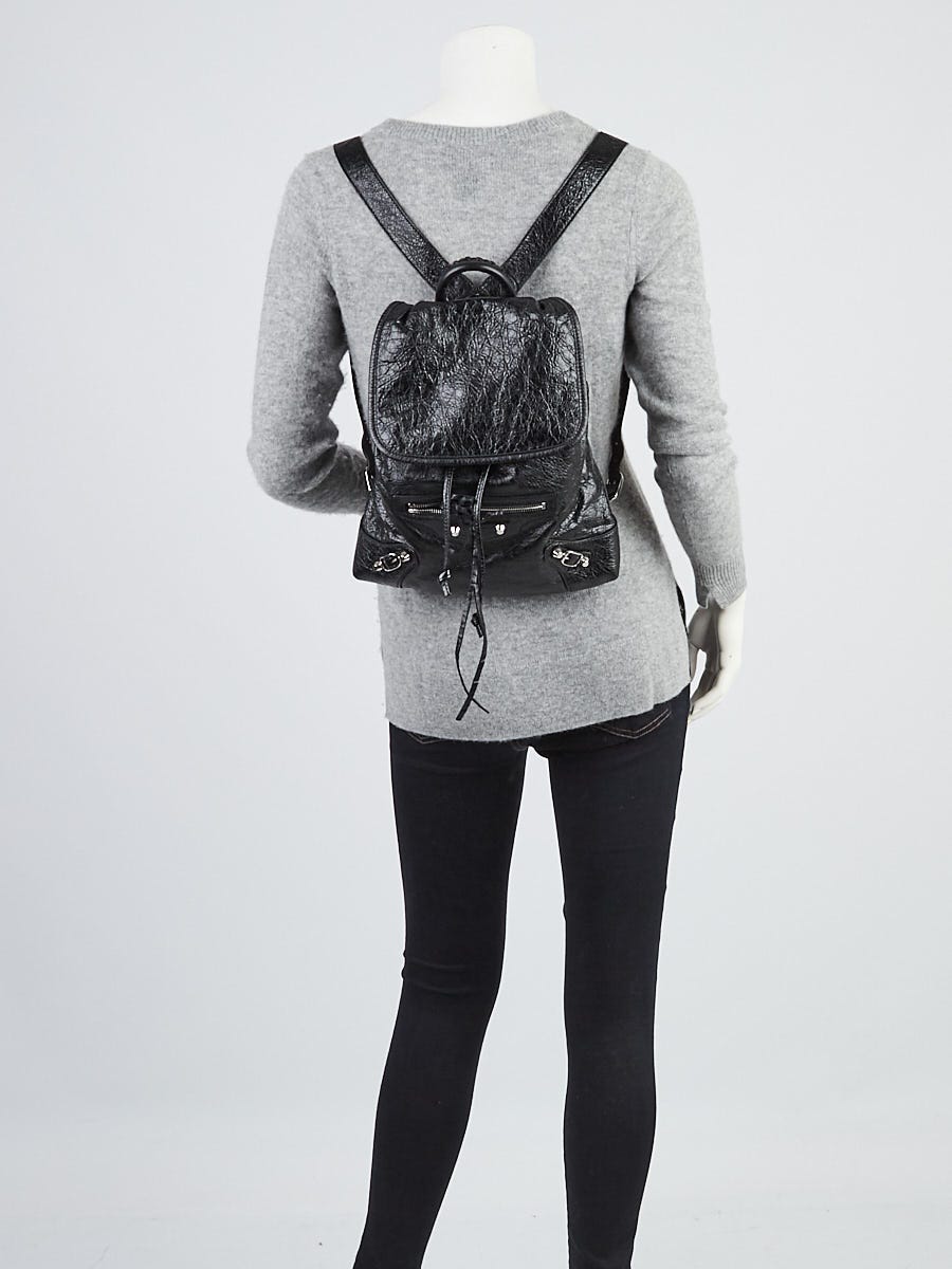 Balenciaga Black Lambskin Leather Baby Diam Classic Traveller XS