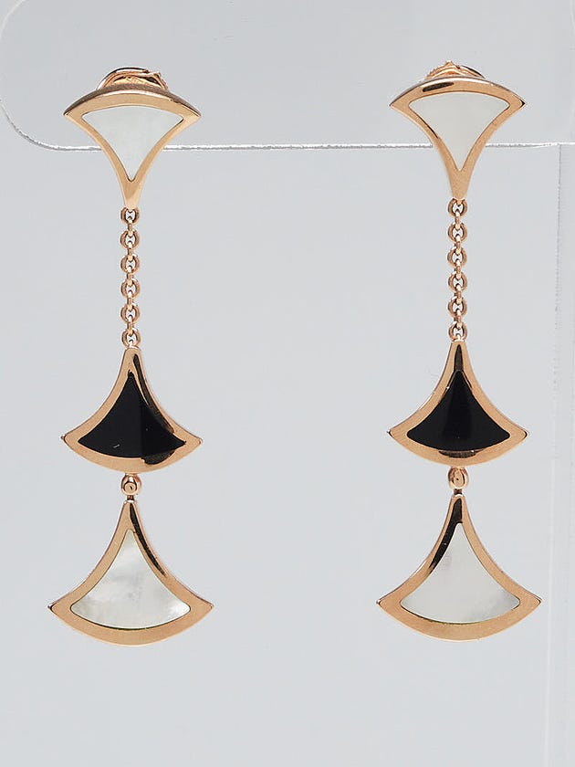 Bvlgari 18k Rose Gold with Mother of Pearl and Black Onyx Divas' Dream Earrings