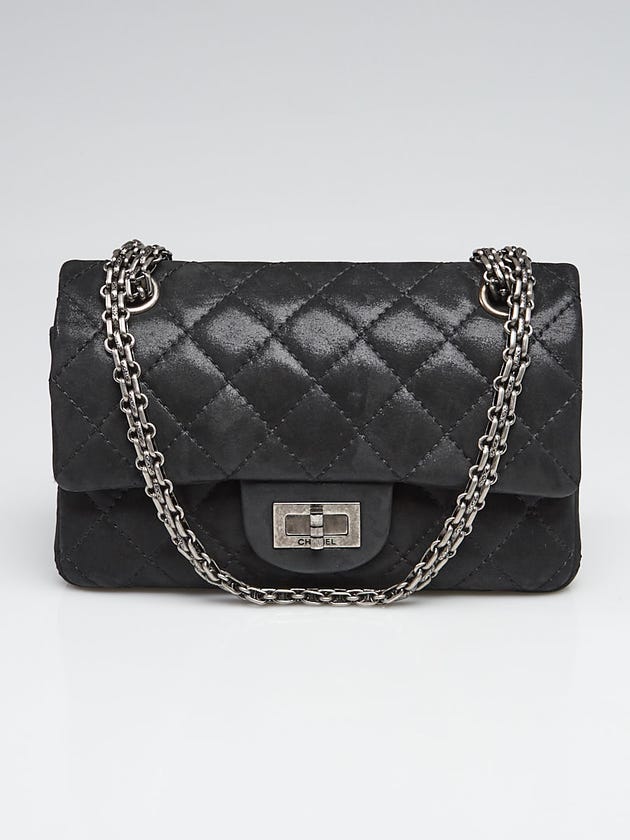 Chanel Black 2.55 Reissue Quilted Classic Iridescent Calfskin Leather 224 Flap Bag
