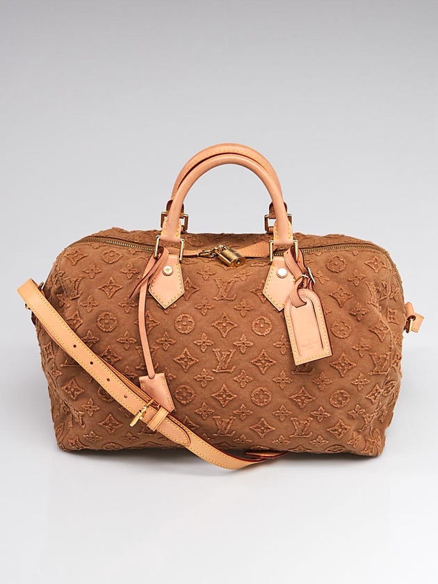 Louis Vuitton Limited Edition Caramel Monogram Stone Denim Speedy Bandouliere 35 Bag