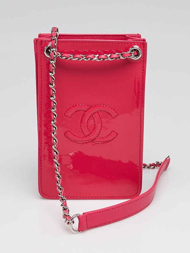 Chanel Dark Pink Patent Leather O-Phone Holder Crossbody Bag
