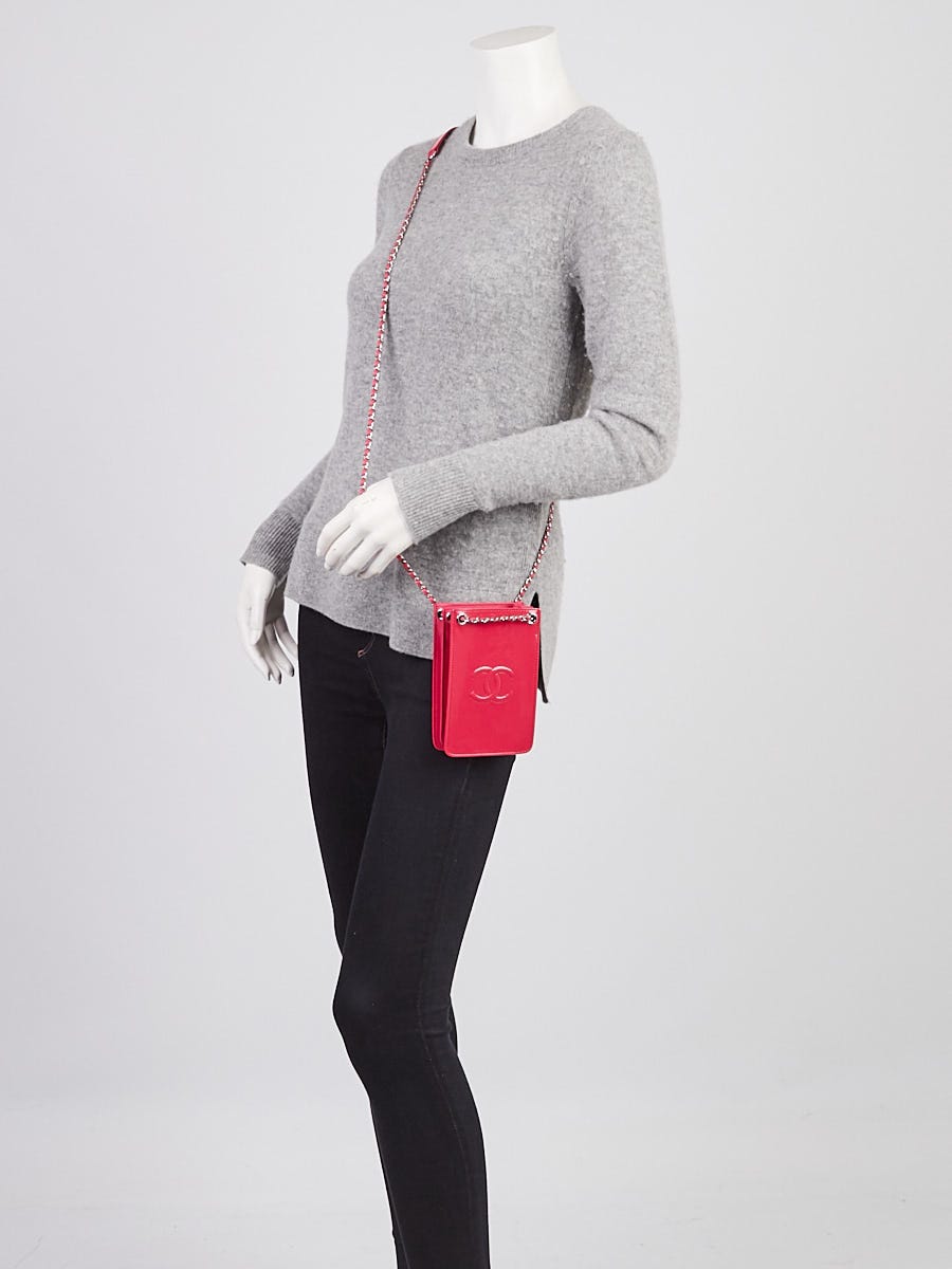 Chanel Dark Pink Patent Leather O-Phone Holder Crossbody Bag - Yoogi's  Closet