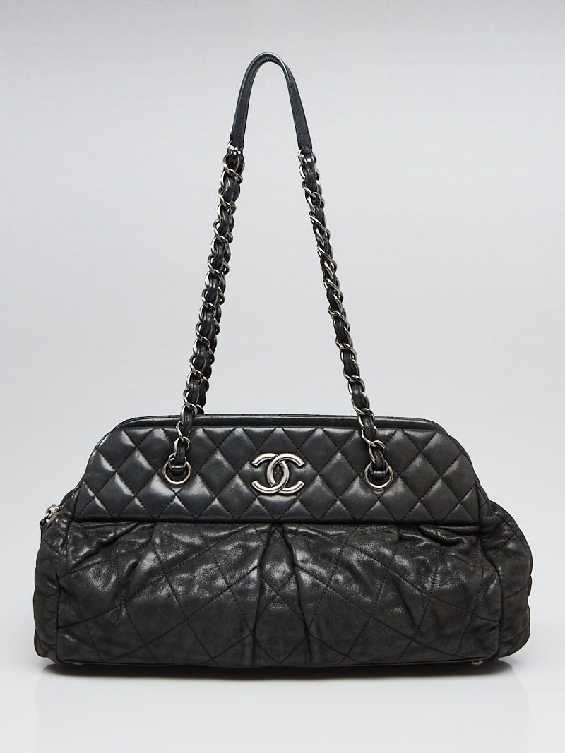 Chanel Black Quilted Iridescent Calfskin Leather Chic Quilt Bowling Bag -  Yoogi's Closet