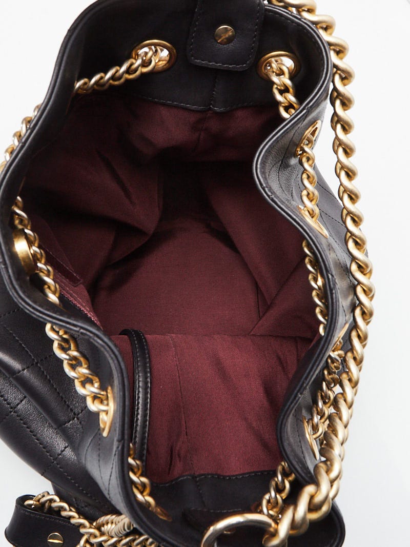 CHANEL Matelasse Drawstring Chain Shoulder Bag Leather Black AS1439  90192508