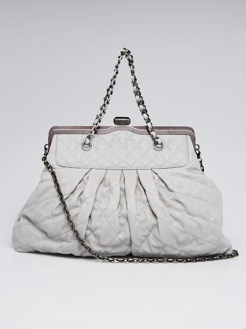 Chanel Light Grey Quilted Iridescent Calfskin Leather Chic Quilt