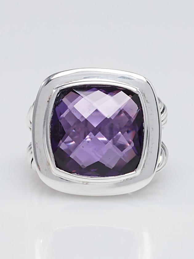 David Yurman 14mm Amethyst and Sterling Silver Albion Ring Size 6