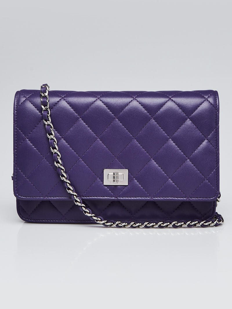 Chanel Lambskin Quilted Wallet On Chain WOC Purple