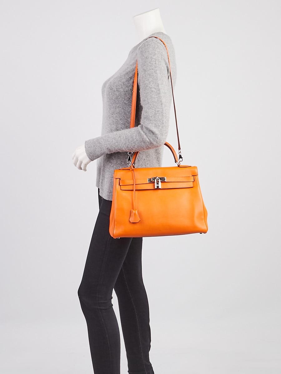 Hermes Orange Epsom Leather Palladium Hardware Kelly Sellier 32 Bag Hermes  | The Luxury Closet