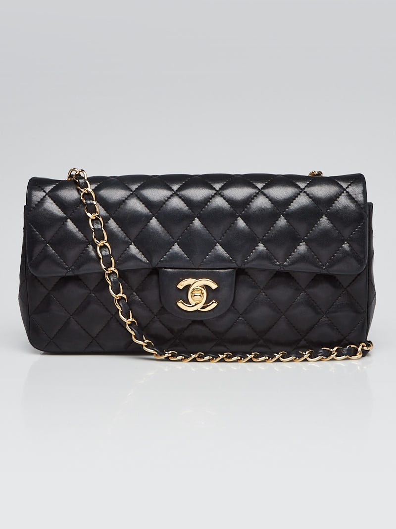 Chanel Black Quilted Lambskin Leather Classic East/West Flap Bag - Yoogi's  Closet