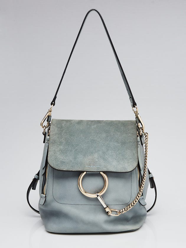 Chloe Cloudy Blue Leather and Suede Faye Backpack Bag
