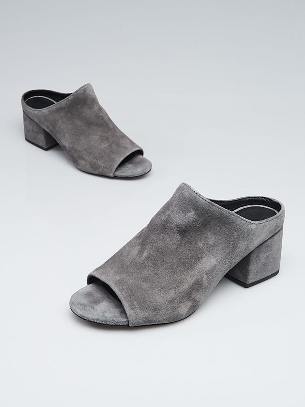 3.1 Phillip Lim Grey Suede 55mm Open Toe Mule Cube Heel Size 5.5/36