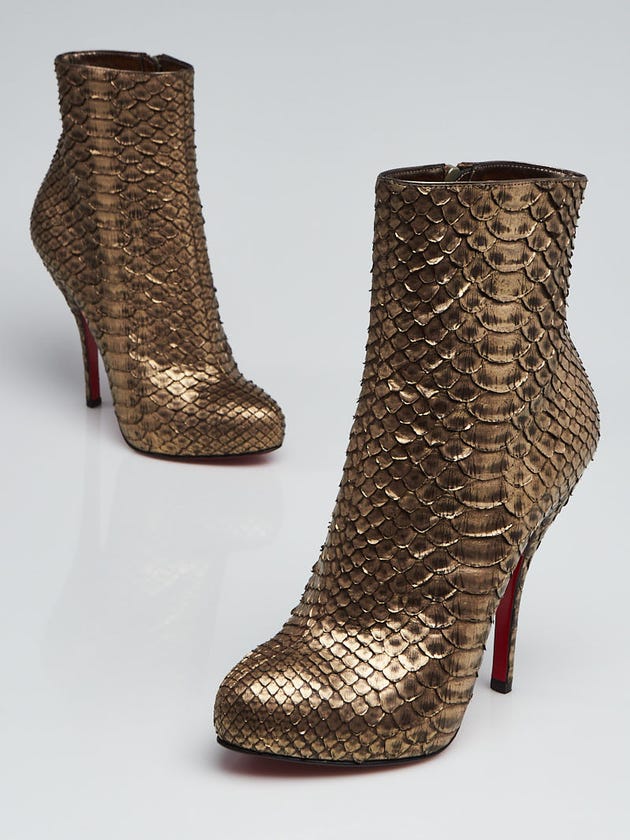 Christian Louboutin Bronze Python Feticha Booty 120 Ankle Boots Size 5/ ...