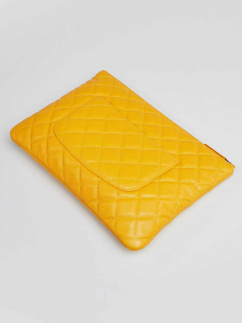 Chanel Classic Phone Case Pouch Quilted Caviar Yellow 2184811